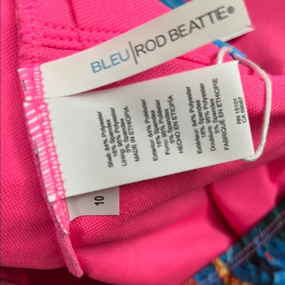 NWT Bleu Rod Beattie Blue and Pink One-Piece Swimsuit X Back